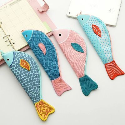 娜娜家小清新魚形化妝品文具收納袋創意文藝和風筆簾帆布拉鏈筆袋-淘寶網